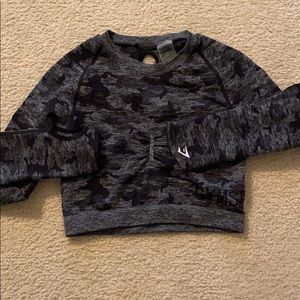 Gymshark CAMO SEAMLESS LONG SLEEVE CROP TOP